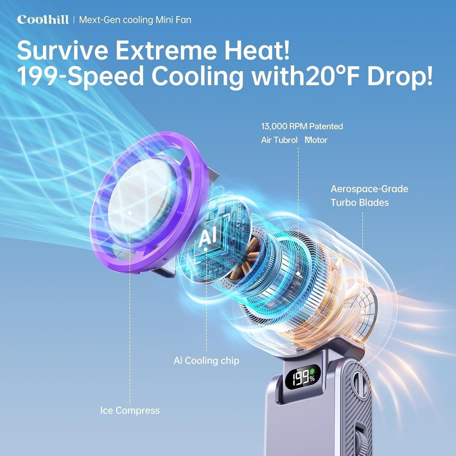 Coolhill Pro Handheld Fan detail
